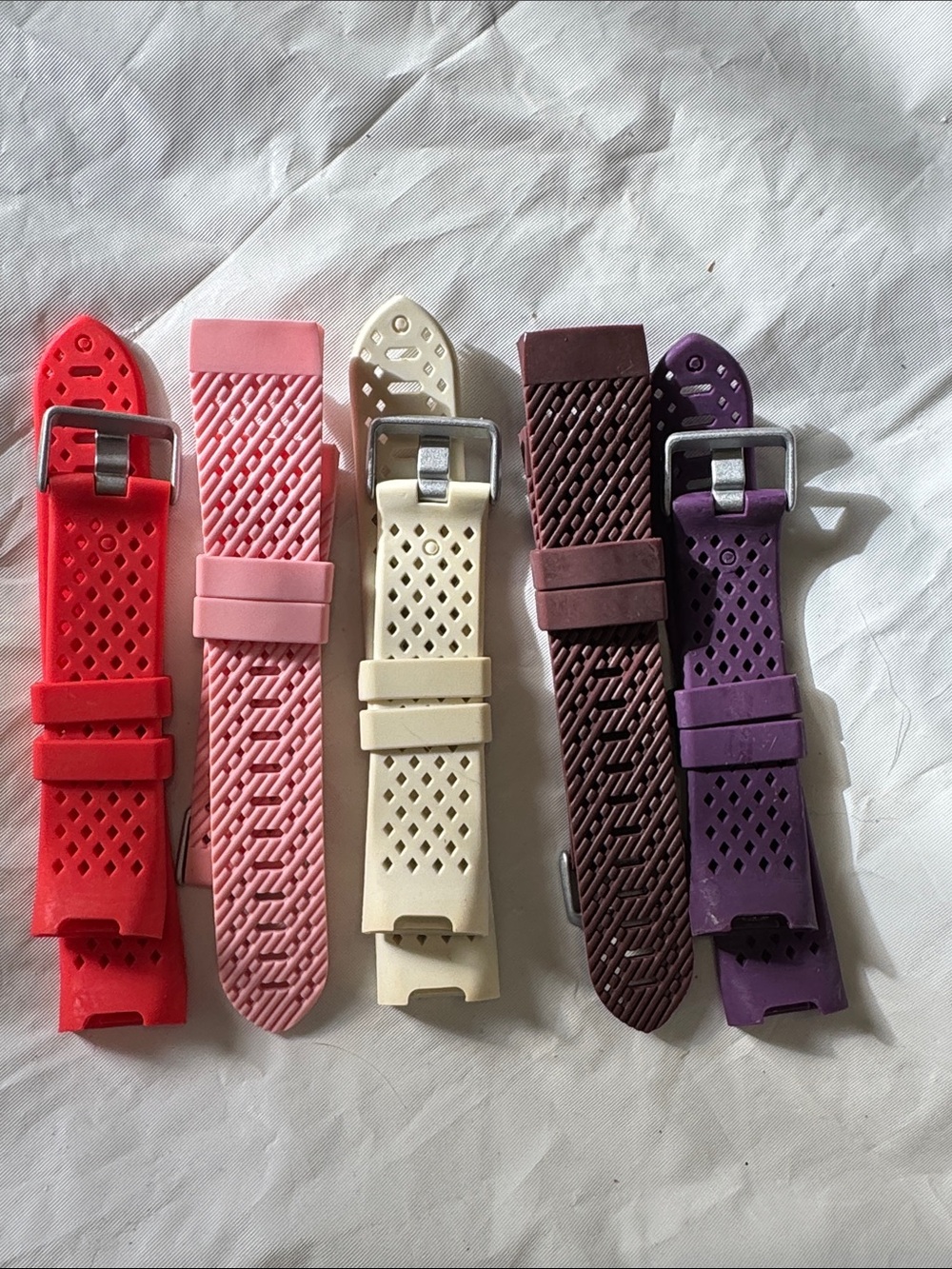 Colorful Silicone Watch Bands - Red, Pink, Cream, Brown, Purple For Fitbit